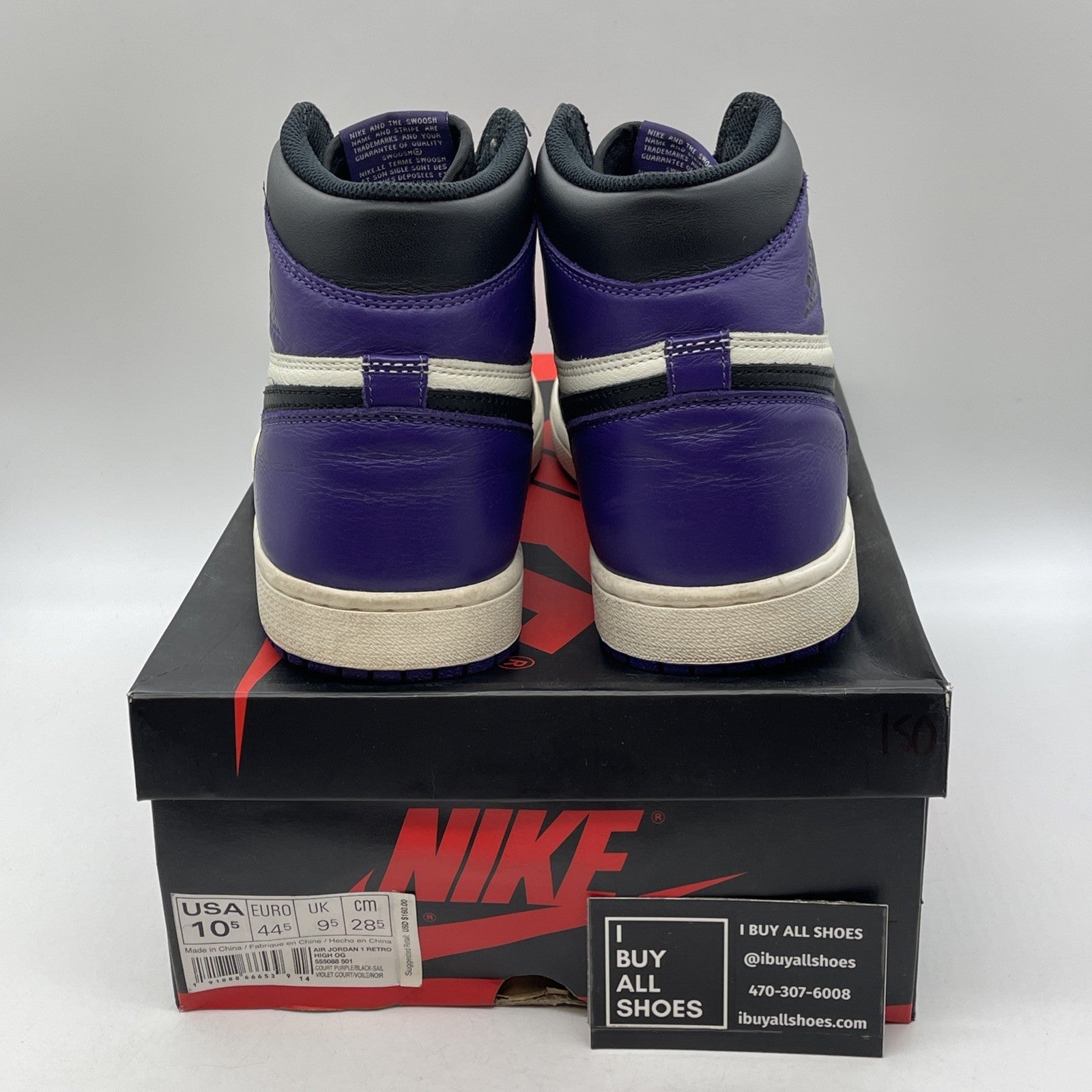 Size 10.5 - Air Jordan 1 Retro OG High Court Purple Leather (555088-501)