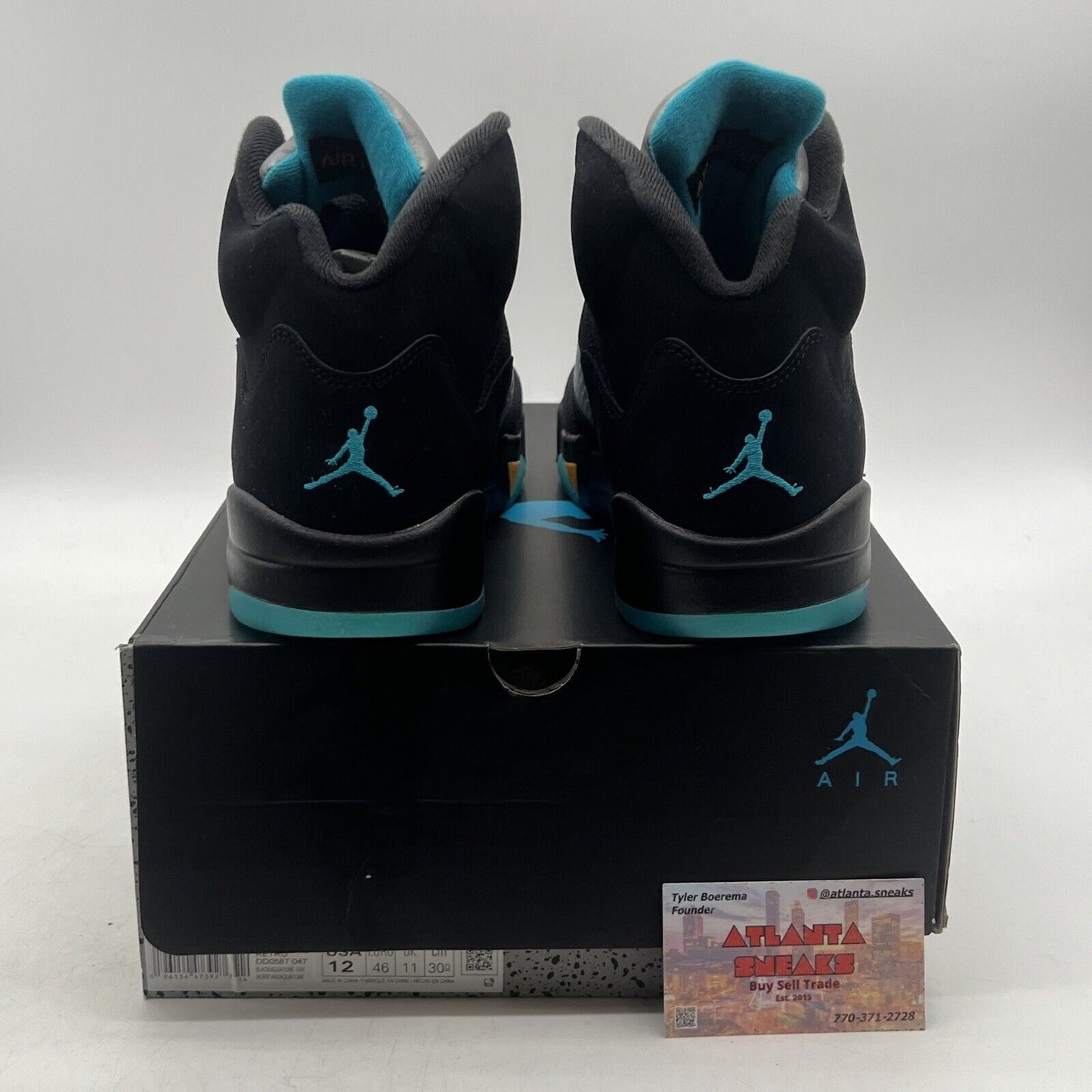 Size 12 - Jordan 5 Retro Mid Aqua Black Yellow Blue Suede (DD0587-047)