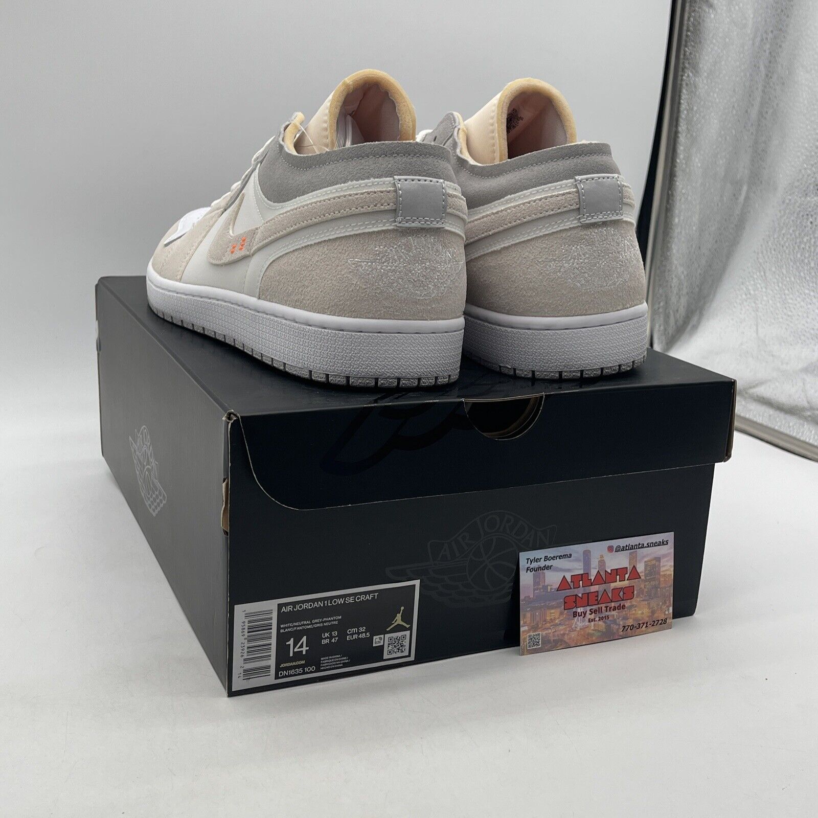 Size 14 - Air Jordan 1 SE Craft Low Inside Out Grey Suede Leather (DN1635-100)