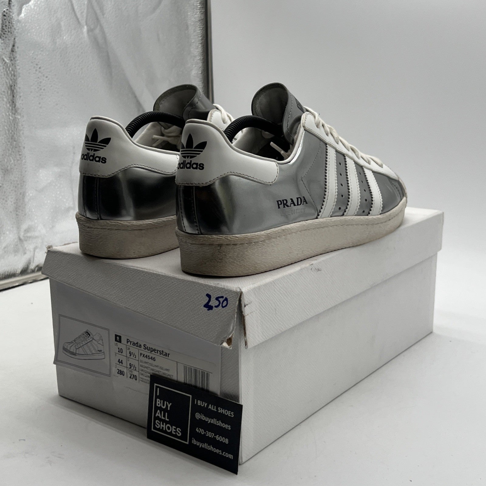 Size 10 - adidas Prada x Superstar Silver Metallic (FX4546)