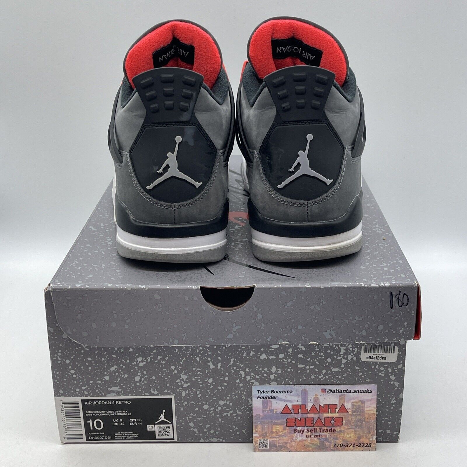 Size 10 - Jordan 4 Retro Mid Infrared Black Leather Grey Suede (DH6927-061)