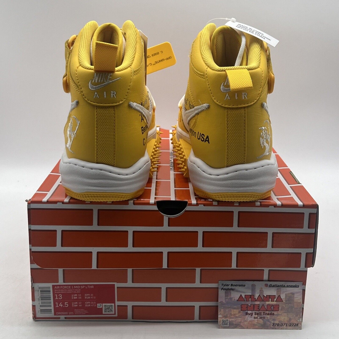 Size 13 - Nike Off-White x Air Force 1 SP Leather Mid Varsity Maize (DR0500-101)