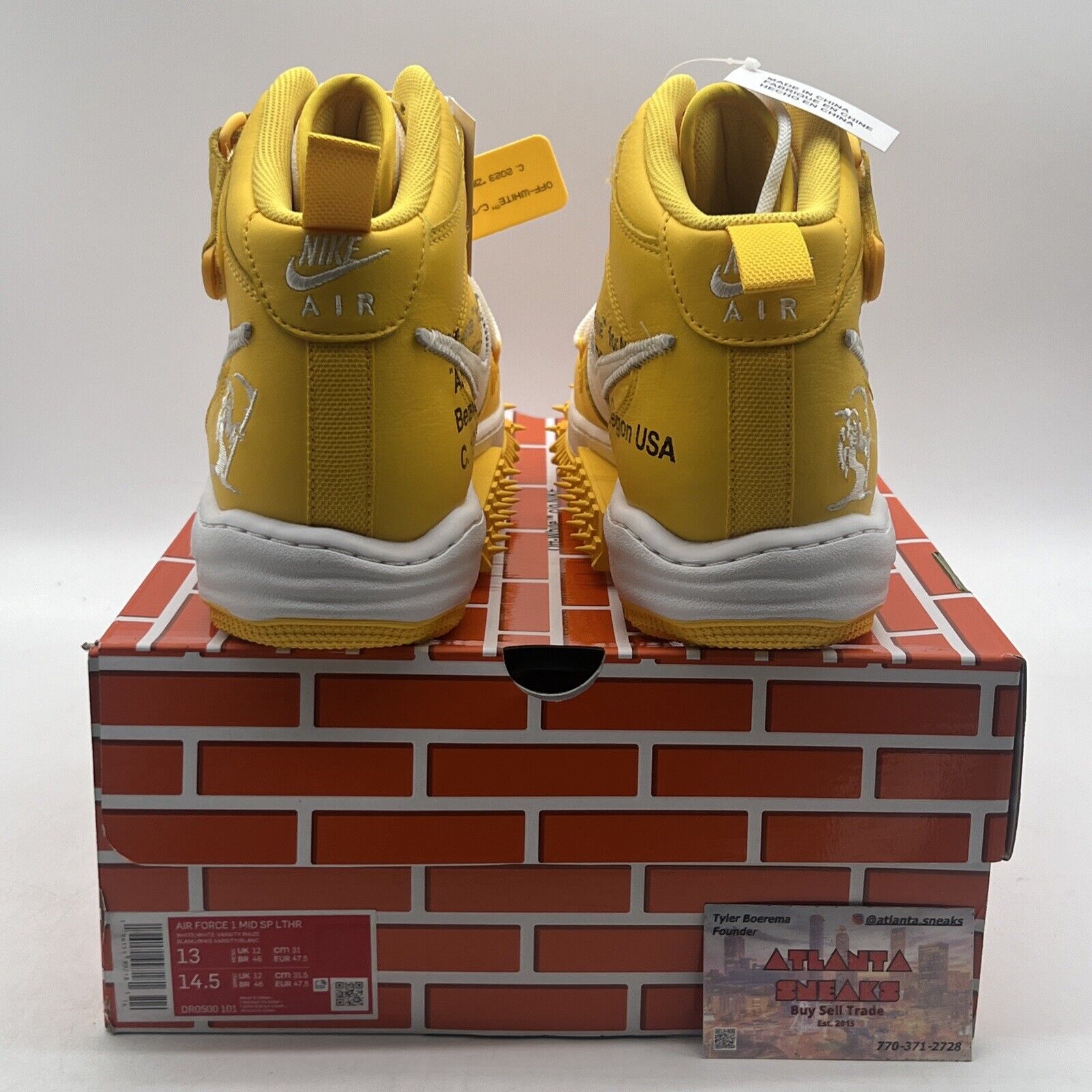 Size 13 - Nike Off-White x Air Force 1 SP Leather Mid Varsity Maize (DR0500-101)