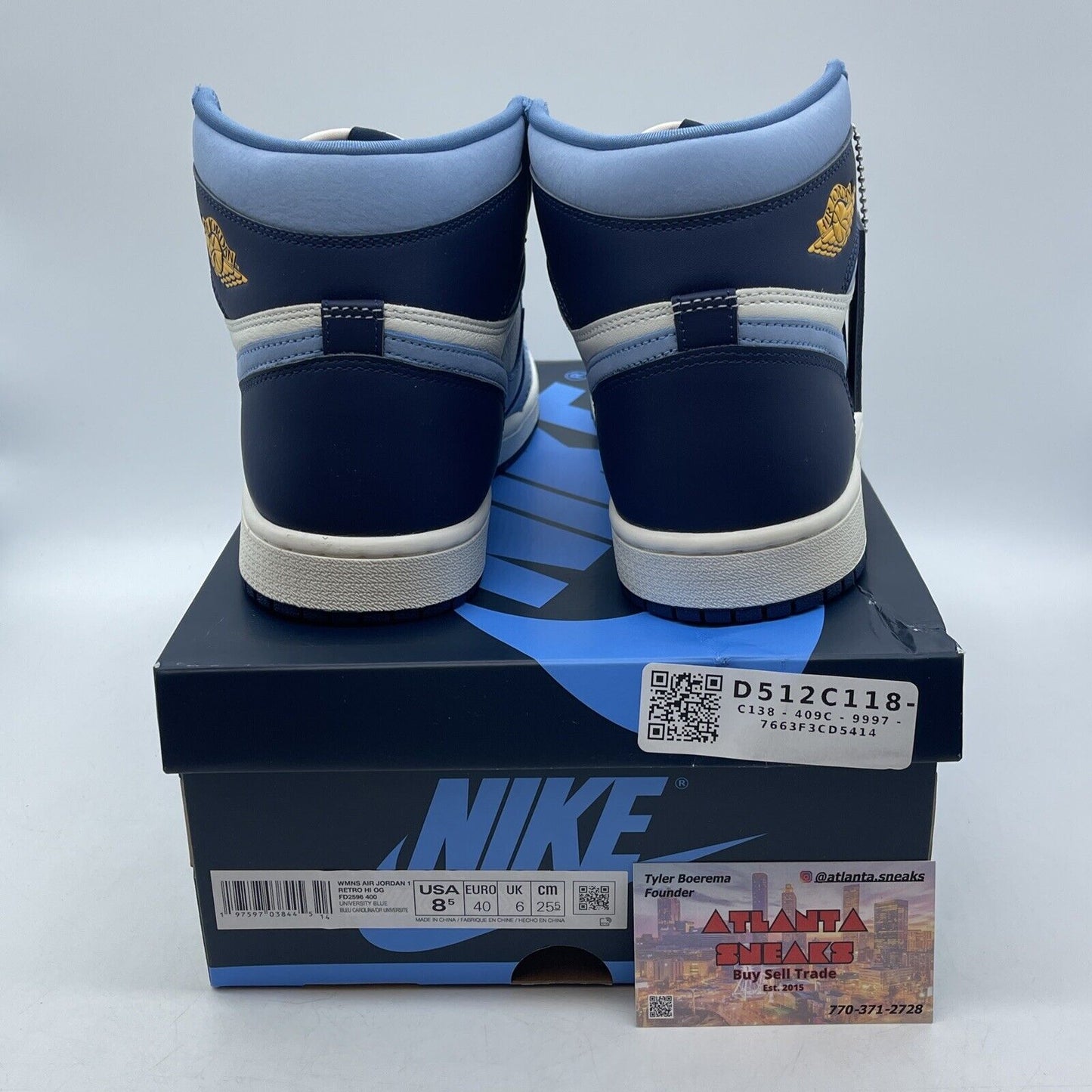 Size 8.5W - Air Jordan 1 Retro OG High First in Flight Blue White (FD2596-400)