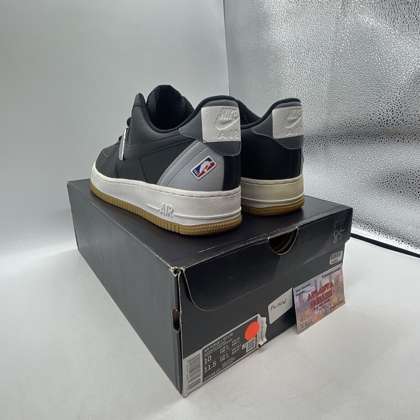 Size 10 - Nike NBA x Air Force 1 '07 LV8 Black Wolf Grey Black (CT2298-001)