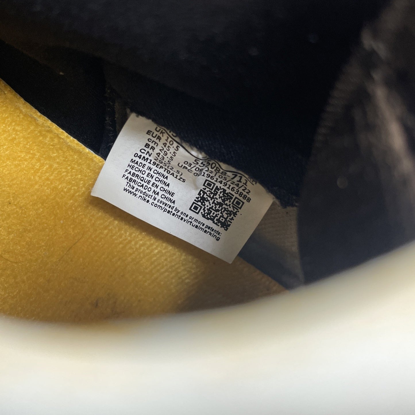 Size 11.5 - Jordan 1 Retro OG High Yellow Toe Black White Leather (555088-711)
