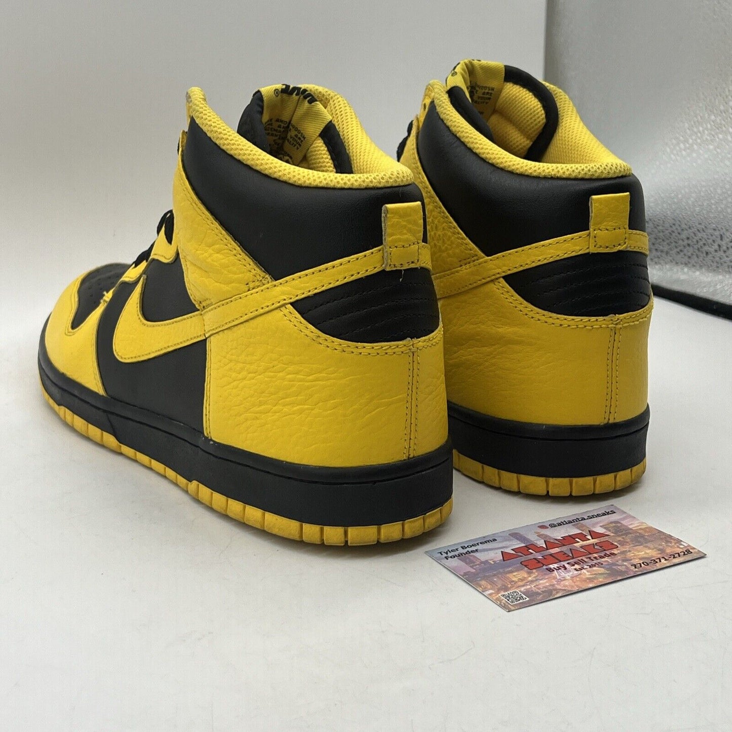 Size 10 - Nike Dunk High Black Varsity Maize Black Leather (317982-043)