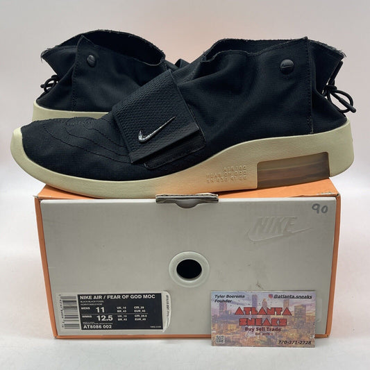 Size 11 - Nike Air Fear Of God Moc Black Suede Brown Leather (AT8086-002)