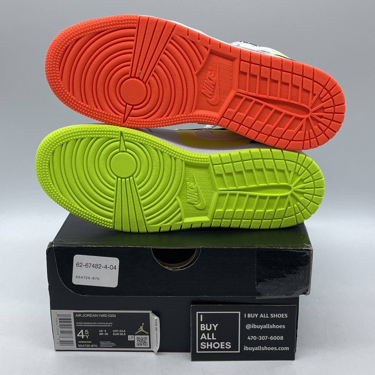 Size 4.5Y (GS) - Jordan 1 Mid Notebook White Orange Black Leather (554725-870)
