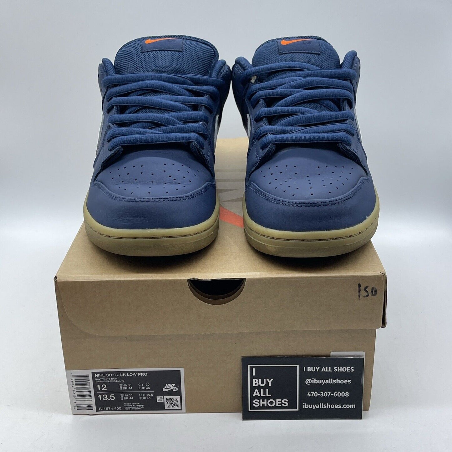 Size 12 - Nike Dunk Pro SB Low Navy Gum White Leather Suede (FJ1674-400)