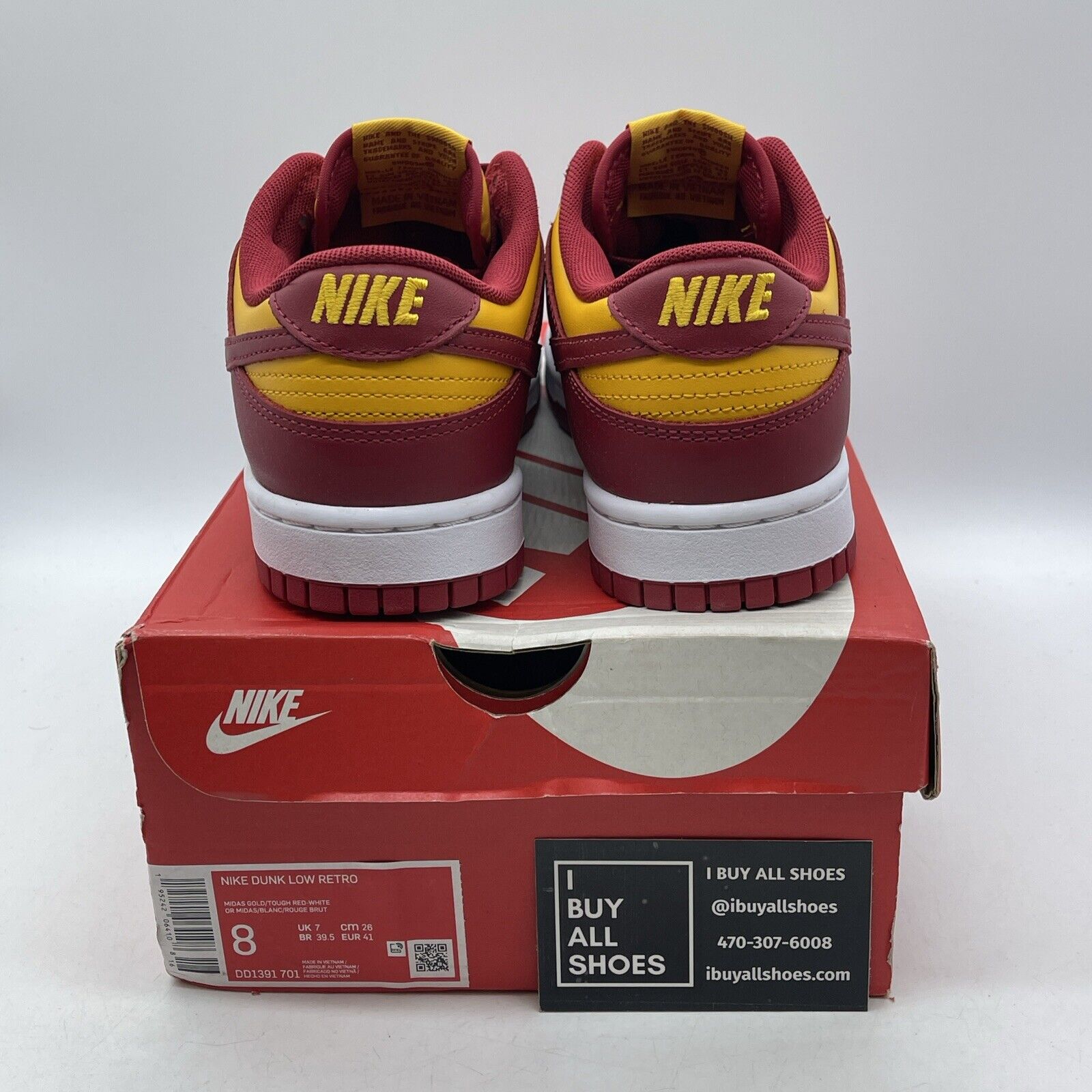 Size 8 - Nike Dunk Low USC Red Yellow White Leather (DD1391-701)