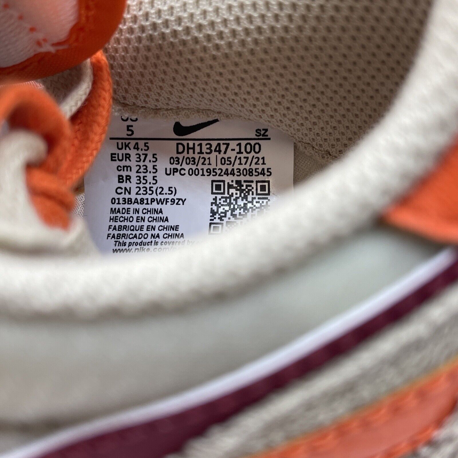 Size 5 - Nike sacai x Clot x LDWaffle Net Orange Blaze Orange Suede (DH1347-100)