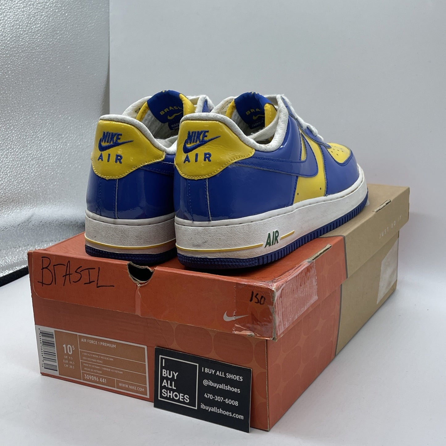 Size 10.5 - Nike Air Force 1 Premium Brazil World Cup Leather (309096-441)