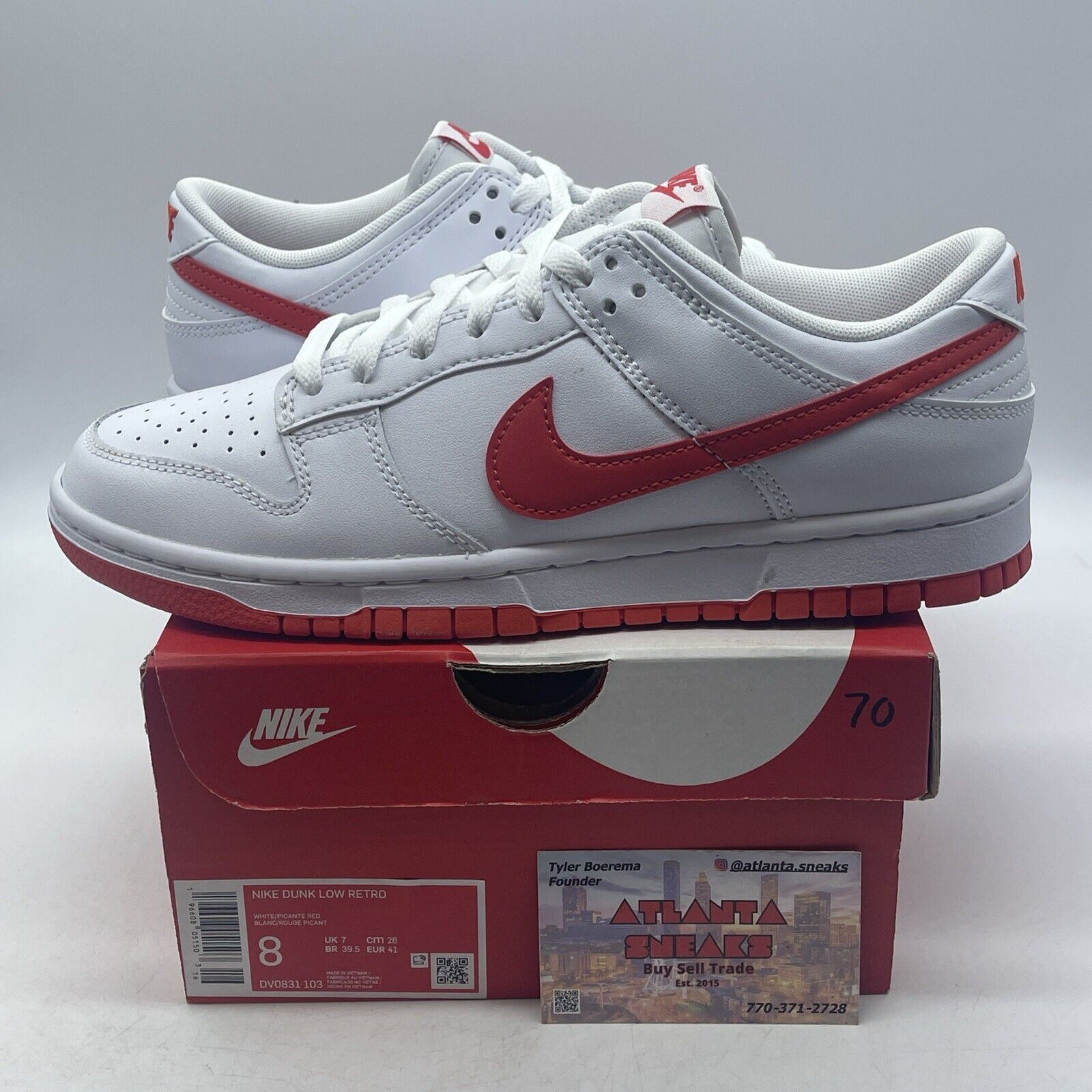 Size 8 - Nike Dunk Low Picante Red White Leather (DV0831-103)