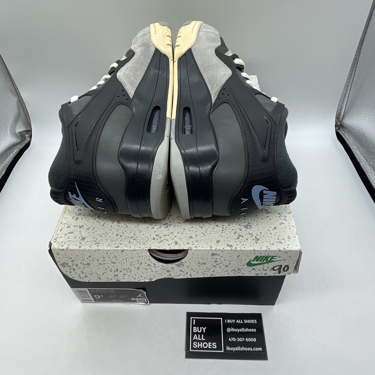 Size 9.5 - Air Jordan 4 RM Iron Grey Black Blue Suede Leather (FQ7939-002)
