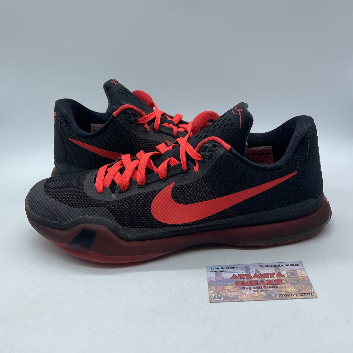 Size 12.5 - Nike Kobe 10 Bright Crimson Red Black Suede Leather (705317-060)