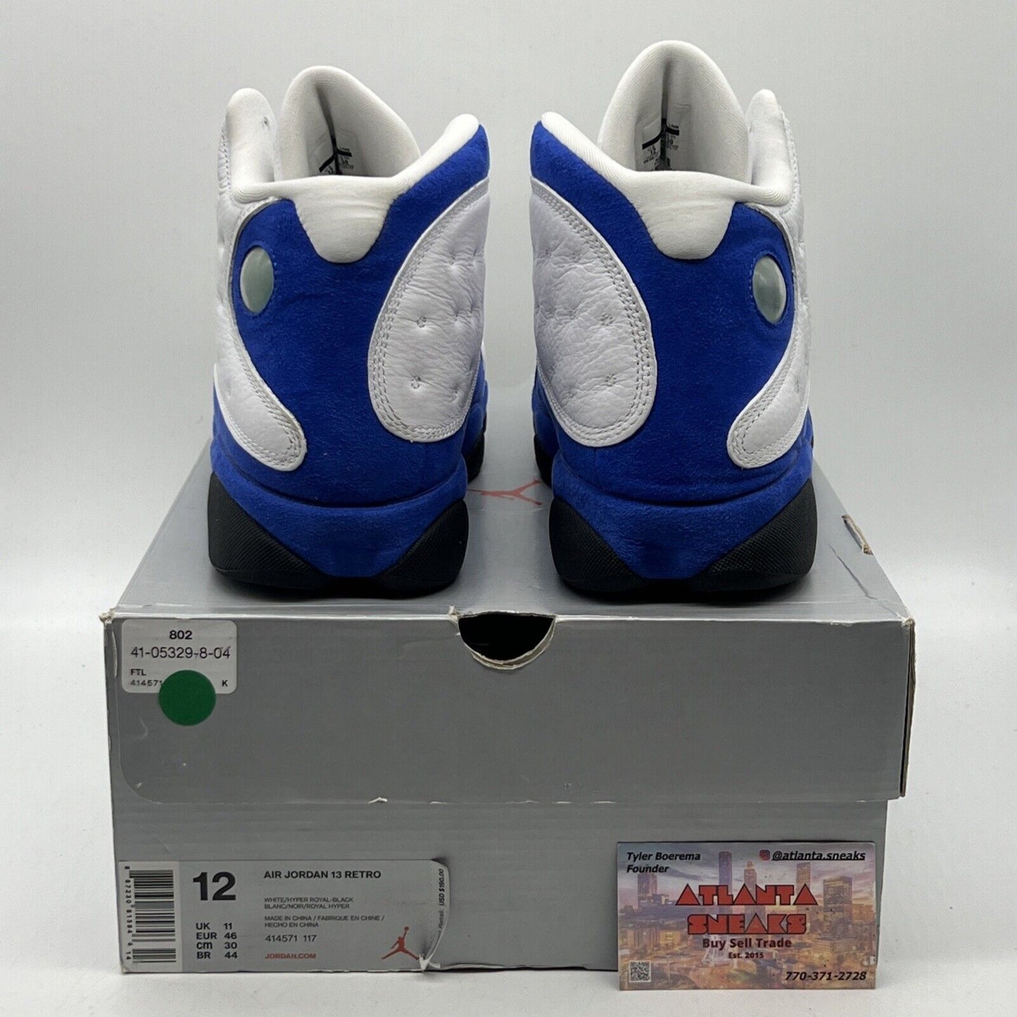 Size 12 - Air Jordan 13 Retro Hyper Royal Black White Blue Leather Suede Used