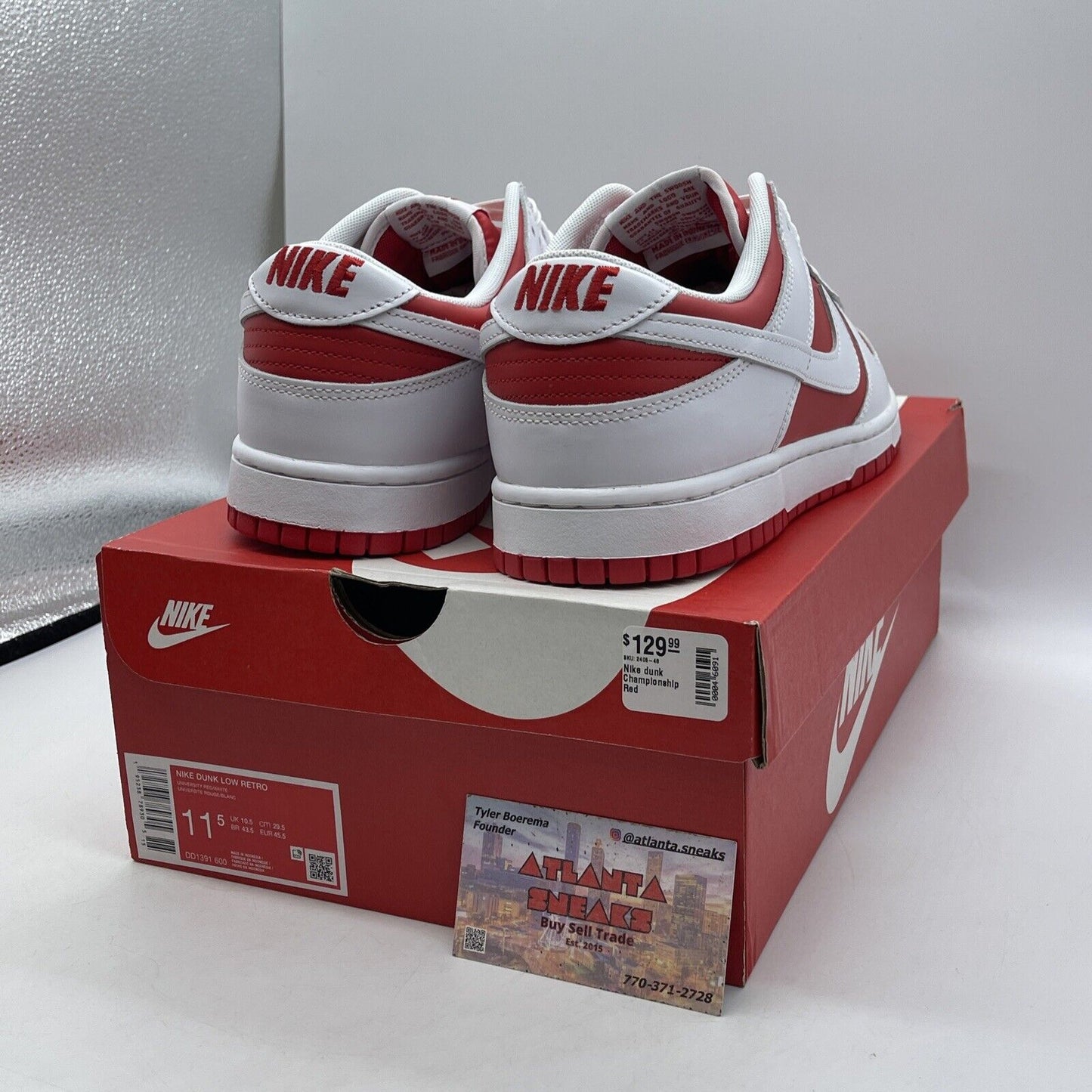 Size 11.5 - Nike Dunk Low Championship Red White Leather (DD1391-600)