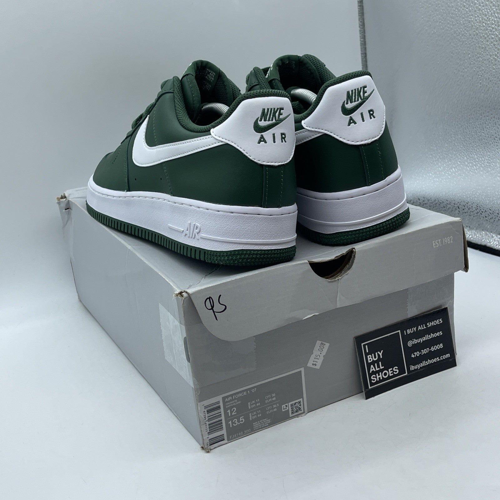 Size 12 - Nike Air Force 1 '07 Shoes Fir Dark Green White (FJ4146-300)