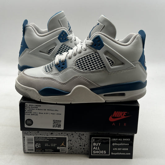 Size 6.5Y - Air Jordan 4 Retro 2024 Military Blue (HF4281-141)