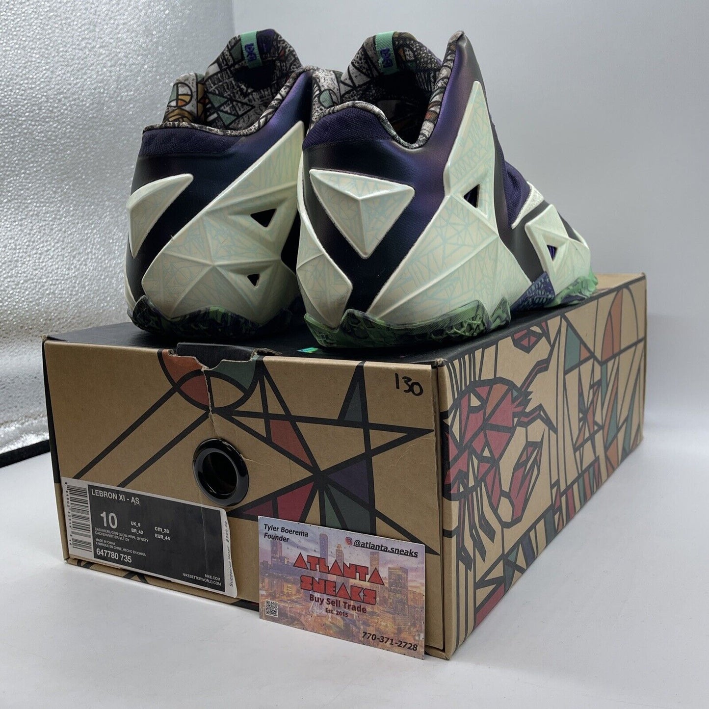 Size 10 - Nike LeBron 11 All Star - Gator King Purple Green Leather (647780-735)