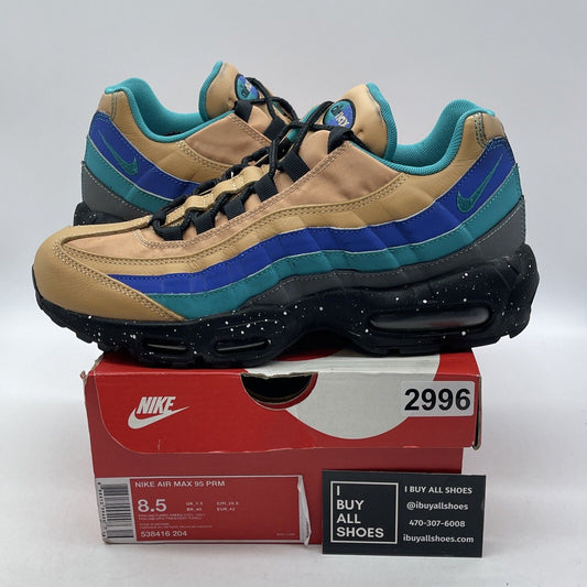 Size 8.5 - Nike Air Max 95 Premium Mega Blue Brown Suede Leather (538416-204)