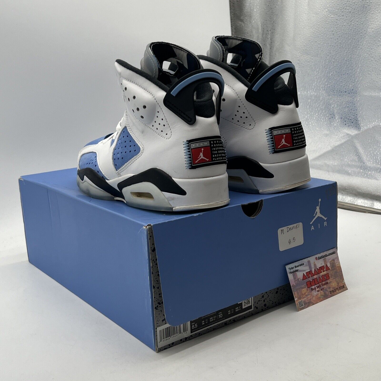 Size 8.5 - Jordan 6 Retro Mid UNC Home White Suede Leather Black (CT8529-410)