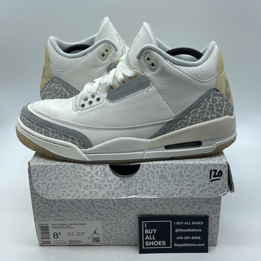 Size 8.5 - Air Jordan 3 Retro Craft Ivory Grey White Leather (FJ9579-100)