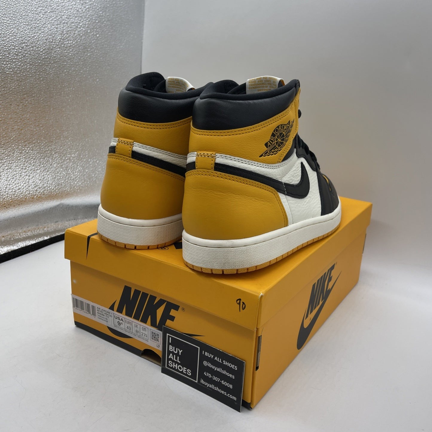 Size 9.5 - Jordan 1 Retro OG High Yellow Toe Black Leather (555088-711)