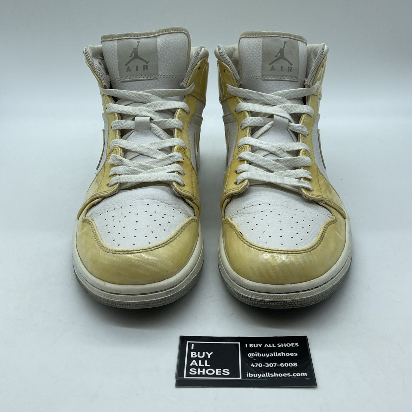 Size 12 - Air Jordan 1 Phat White Wolf Grey Yellow Leather (364770-102)