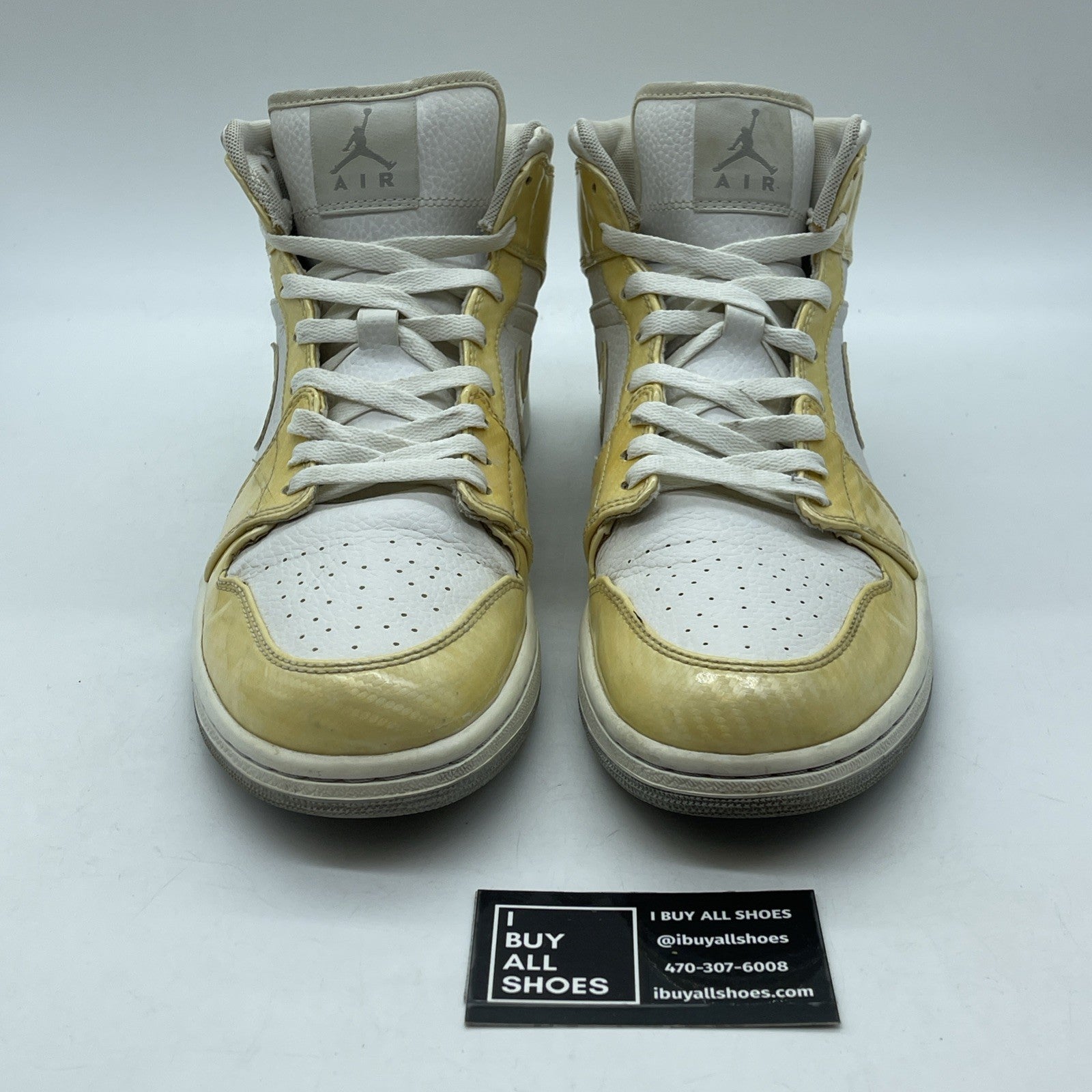 Size 12 - Air Jordan 1 Phat White Wolf Grey Yellow Leather (364770-102)