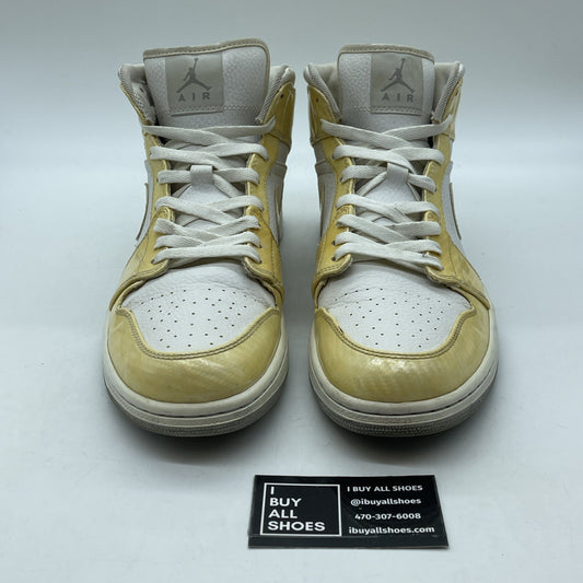 Size 12 - Air Jordan 1 Phat White Wolf Grey Yellow Leather (364770-102)