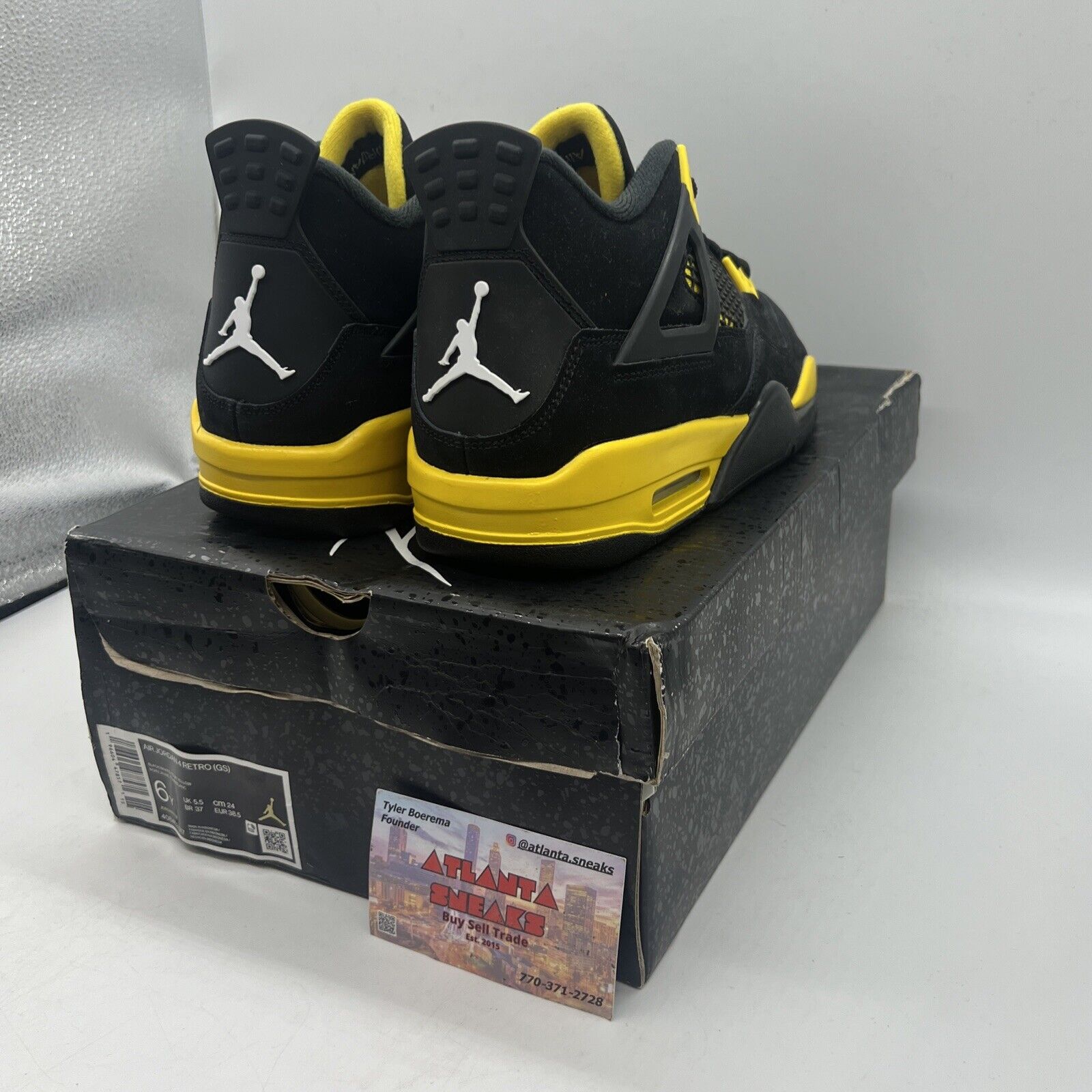 Size 6 - Jordan 4 Retro Low Thunder Brand New Og All Black Yellow