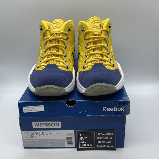 Size 10 - Reebok Question Mid All Star Blue Yellow Suede Leather (4-52933)