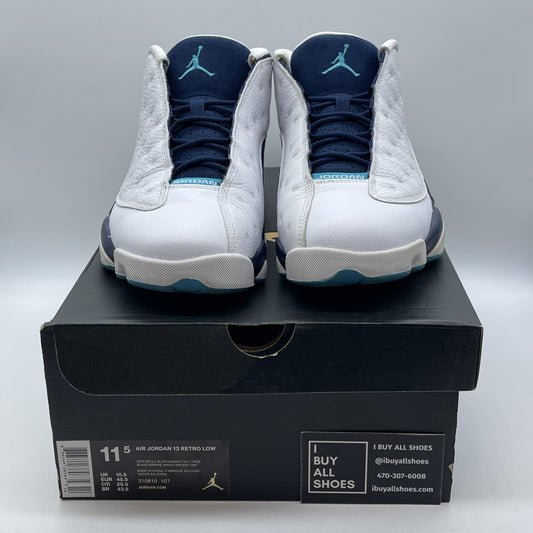 Size 11.5 - Air Jordan 13 Low Hornets White Blue Suede Leather (310810-107)