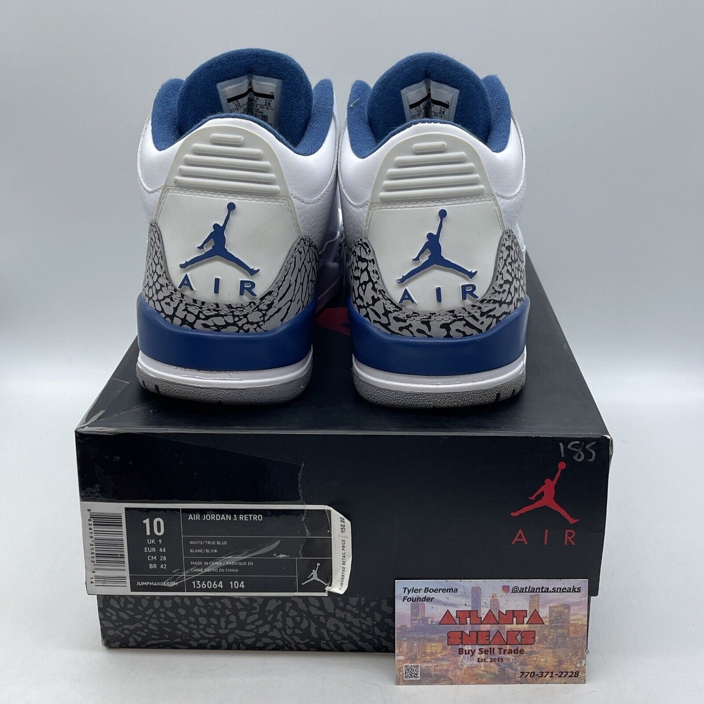 Size 10 - Air Jordan 3 Retro True Blue White Leather Grey Suede (136064-104)