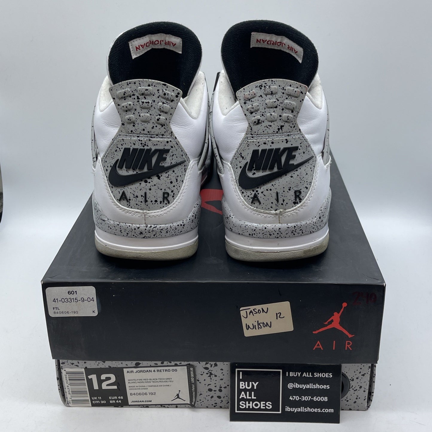 Size 12 - Jordan 4 Retro OG Mid White Cement White Grey Leather (840606-192)