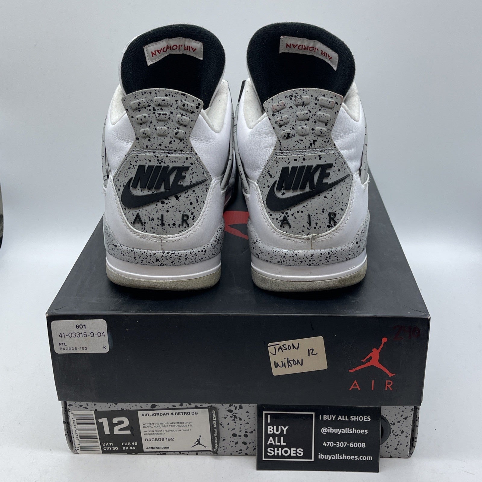 Size 12 - Jordan 4 Retro OG Mid White Cement White Grey Leather (840606-192)
