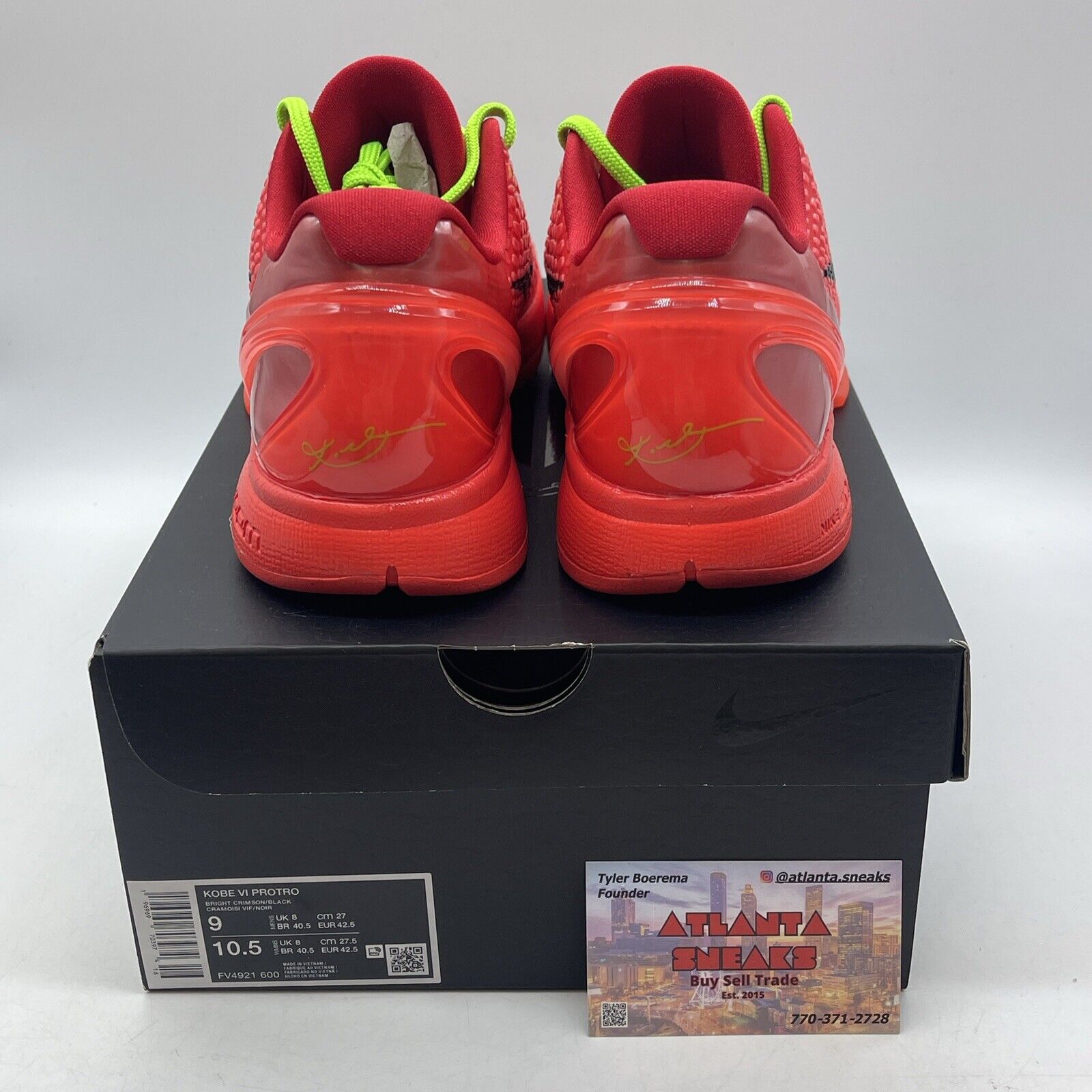 Size 9 - Nike Zoom Kobe 6 Protro Reverse Grinch Red Black Yellow  (FV4921-600)