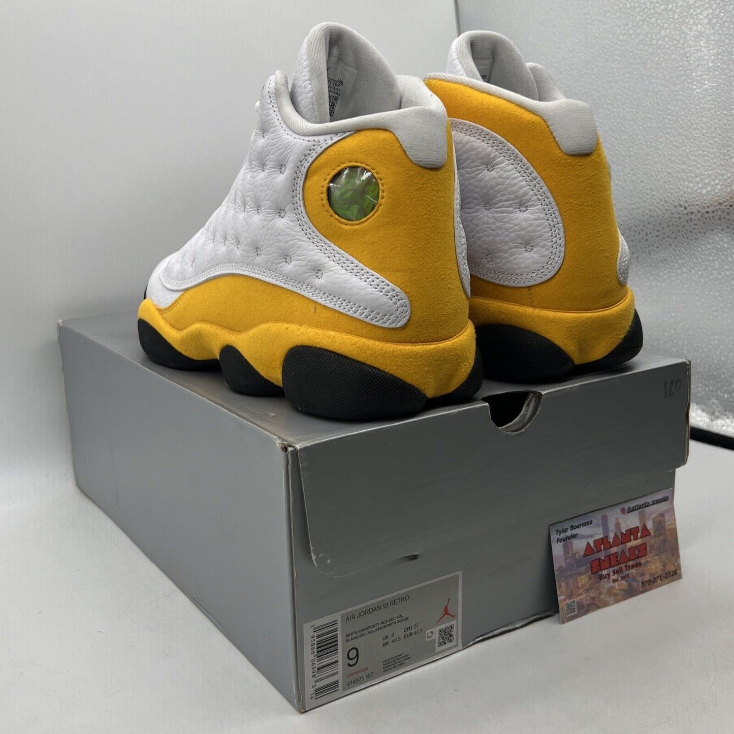 Size 9 - Jordan 13 Del Sol 2022 White Yellow Black Suede Leather (414571-167)