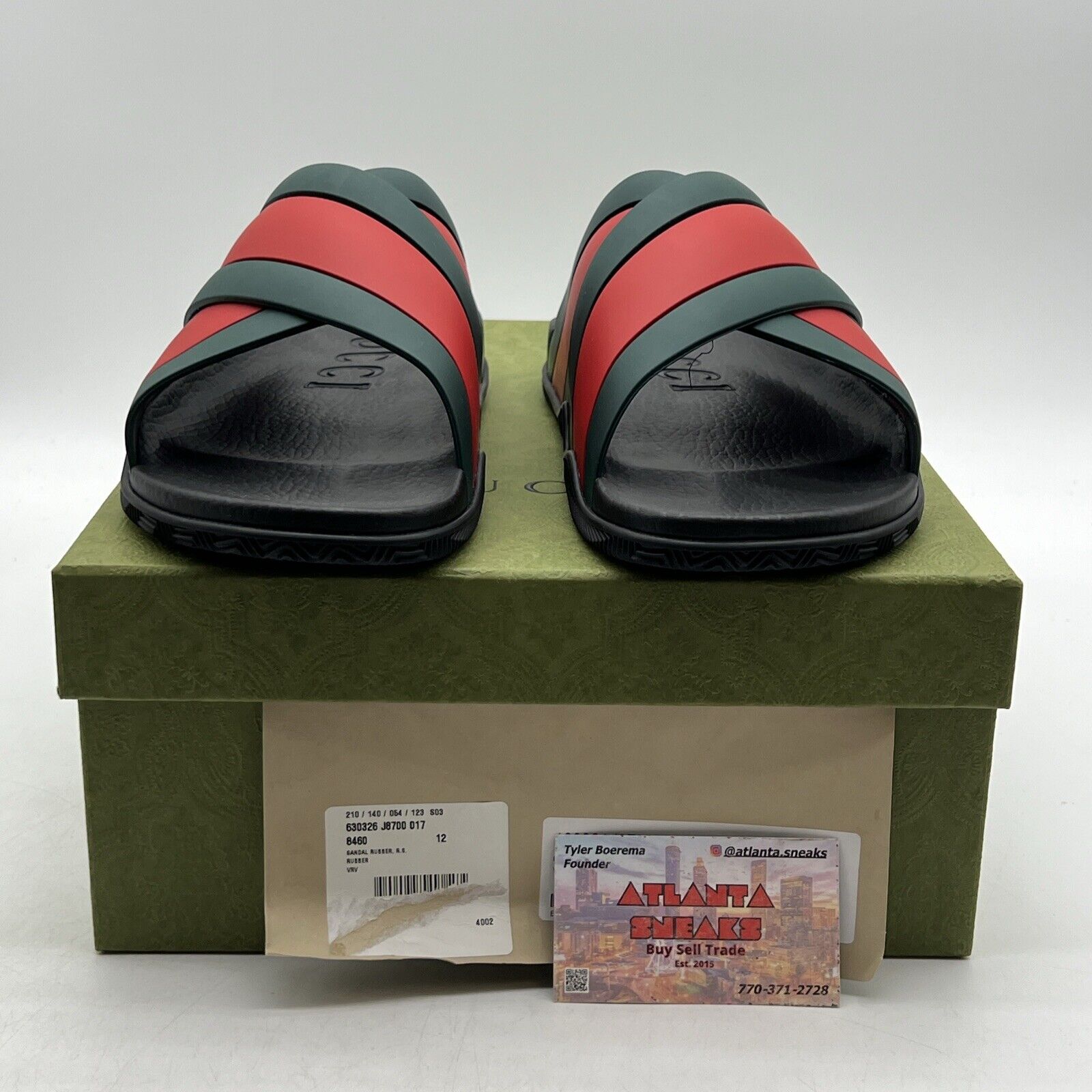 Size 12 - NEW AUTHENTIC GUCCI WEB STRIPE SLIDE 'GREEN RED'