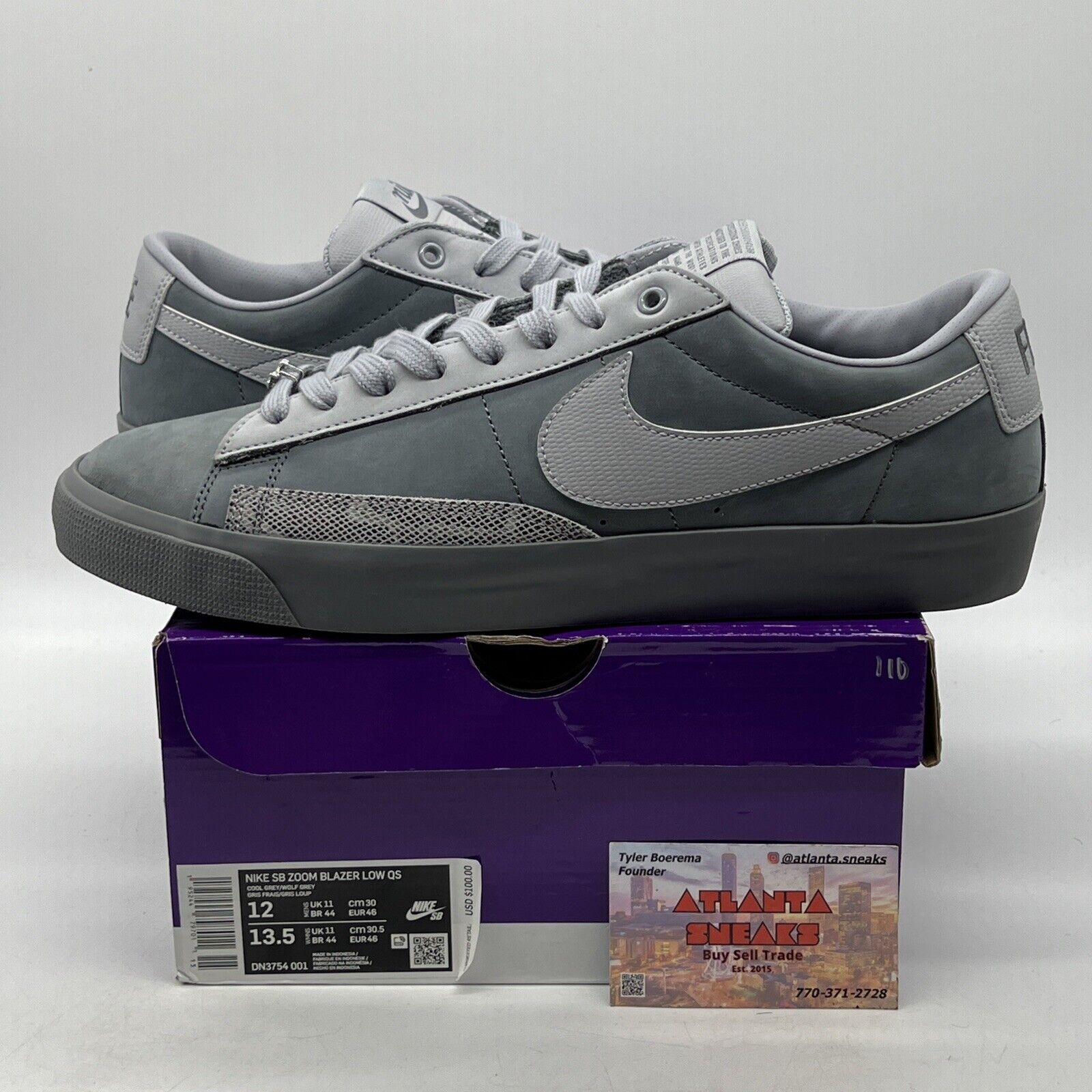 Size 12 - Nike Forty Percent Against Rights x Blazer SB Low Cool Grey DN3754-001