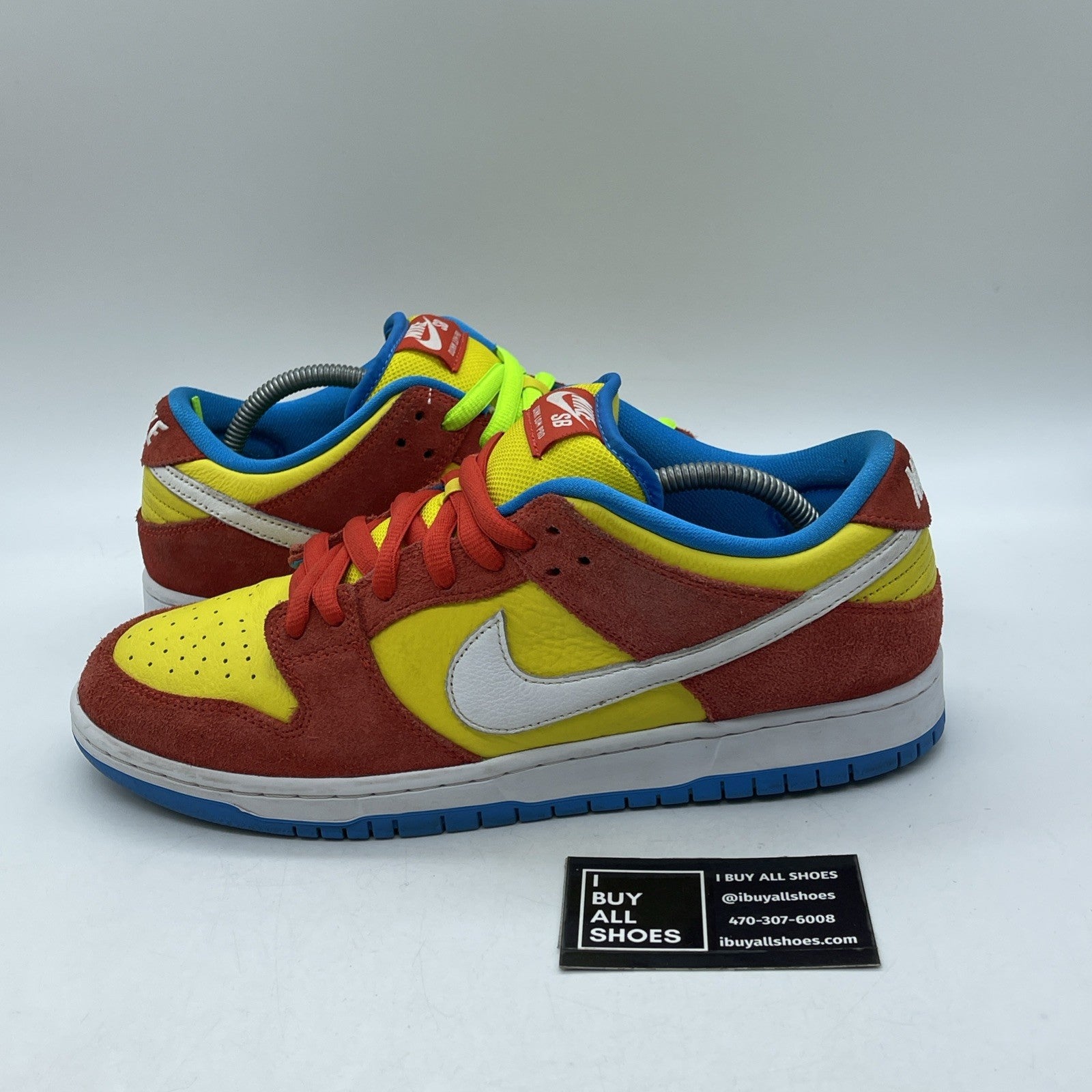 Size 10.5 - Nike SB Dunk Low Bart Simpson Red Yellow Suede Leather (BQ6817-602)