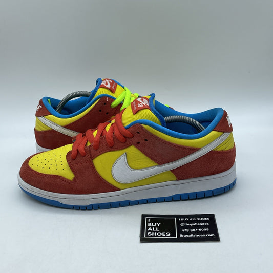 Size 10.5 - Nike SB Dunk Low Bart Simpson Red Yellow Suede Leather (BQ6817-602)