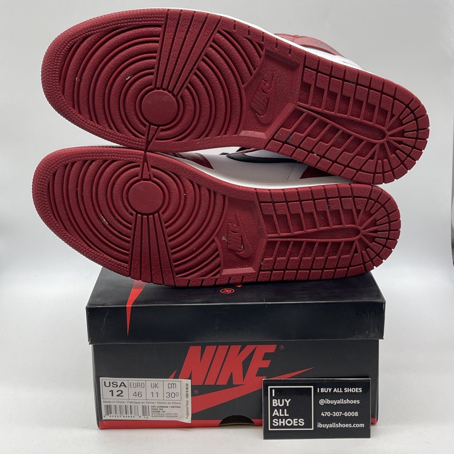 Size 12 - Jordan 1 Retro OG High Chicago White Black Red Leather (555088-101)