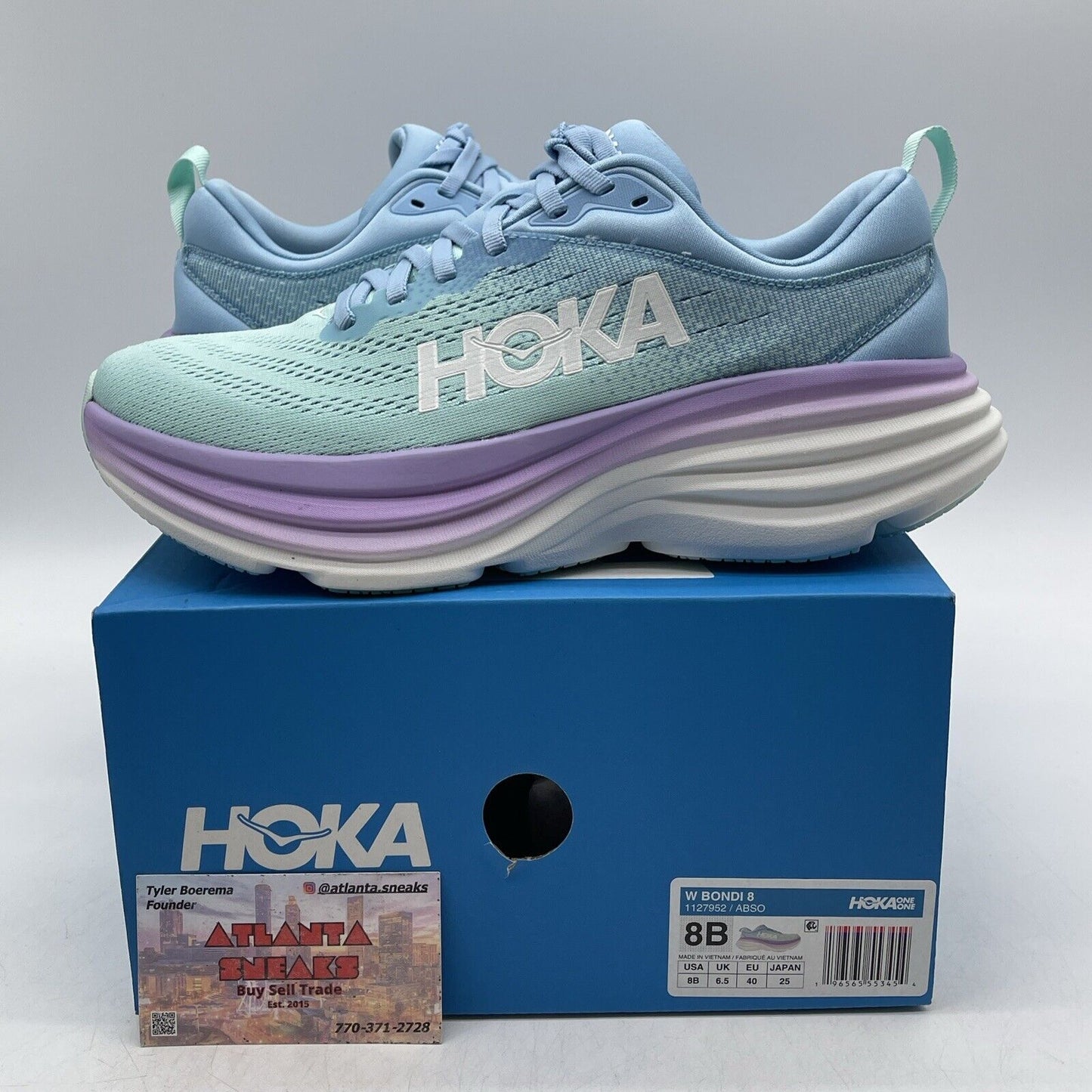 Size 8W - Hoka One One Bondi 8 Airy Blue Sunlit Ocean Blue (1127952-ABSO)