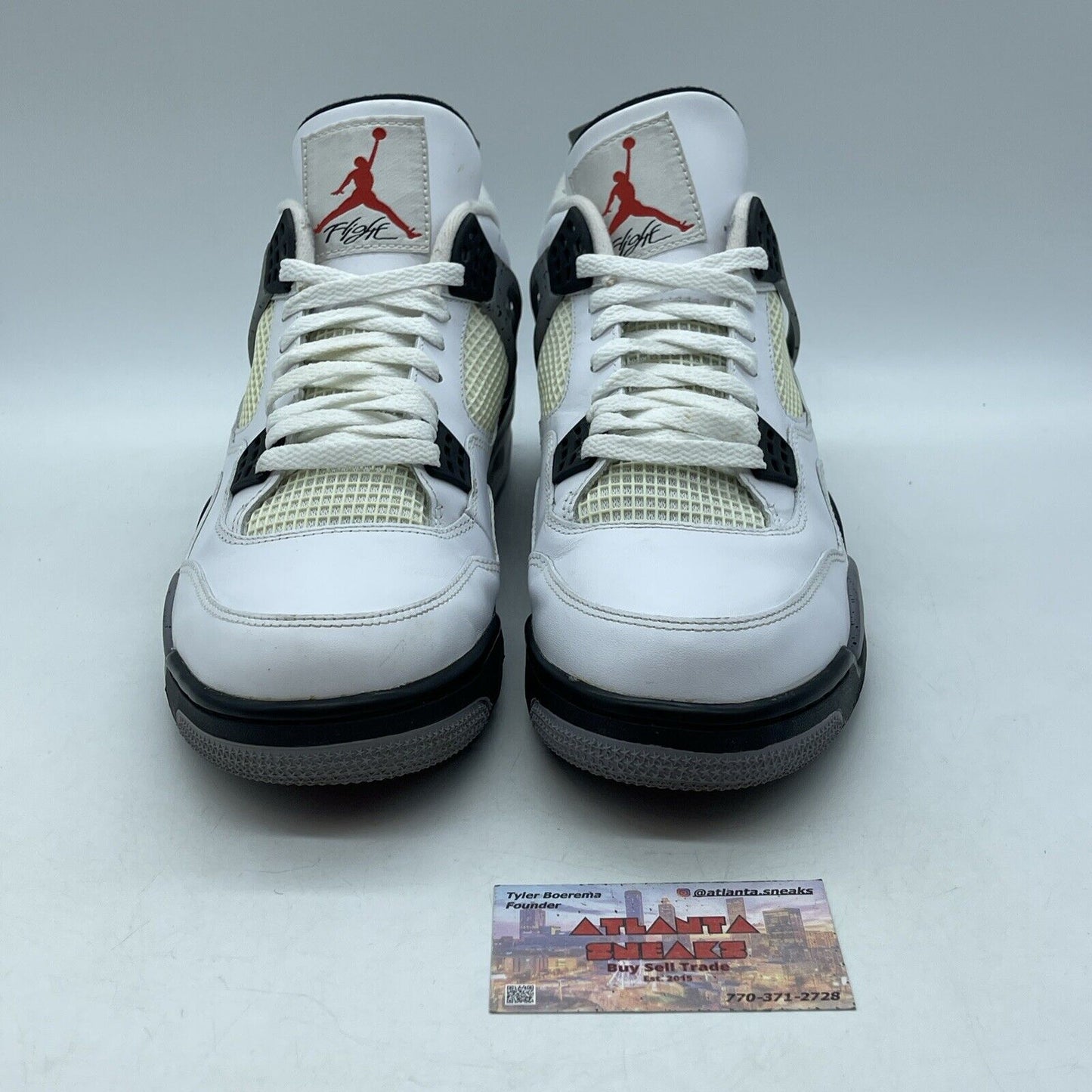 Size 12 - Jordan 4 Retro Cement Grey Black White Leather (308497-103)