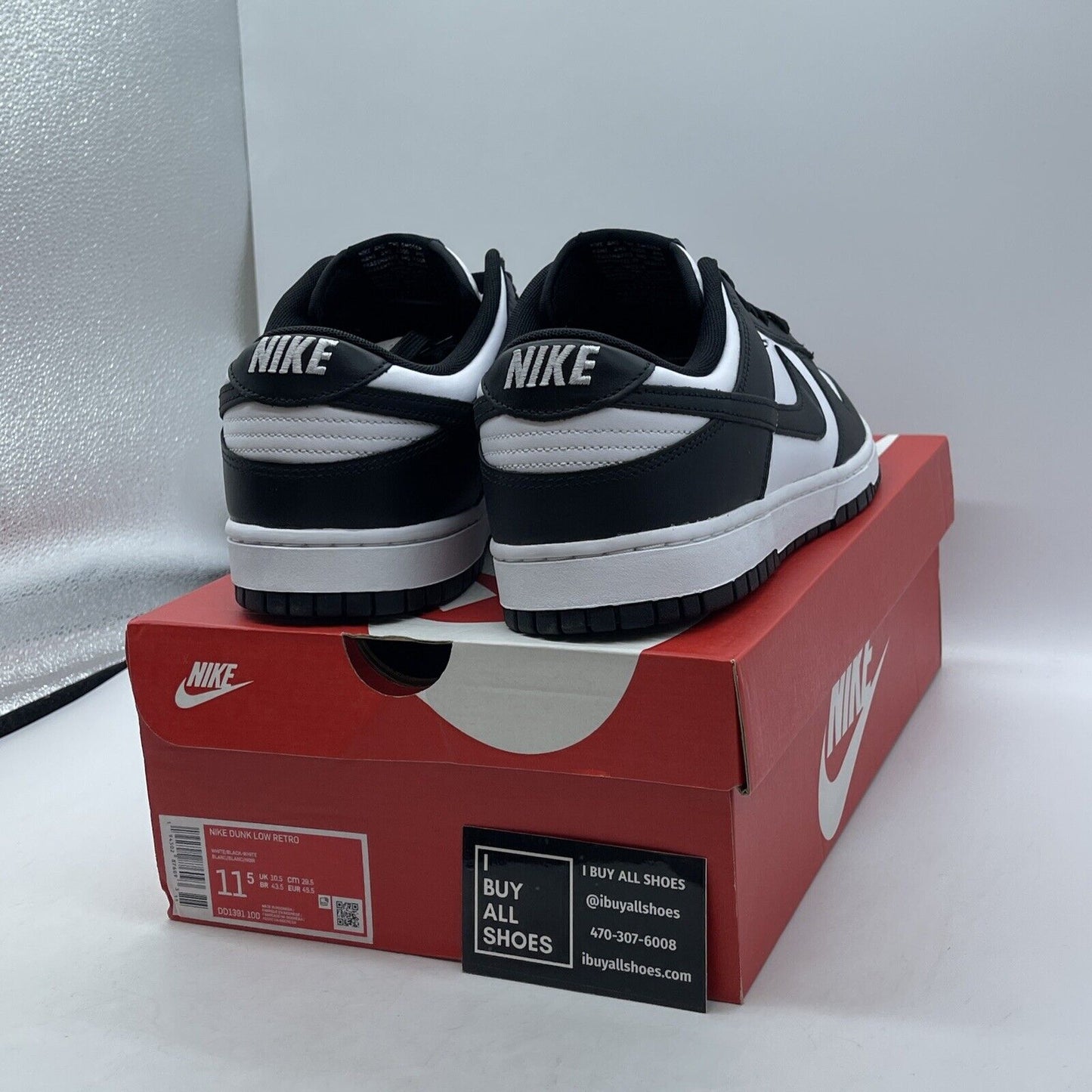 Size 11.5 - Nike Dunk Low Black White Suede Leather (DD1391-100)