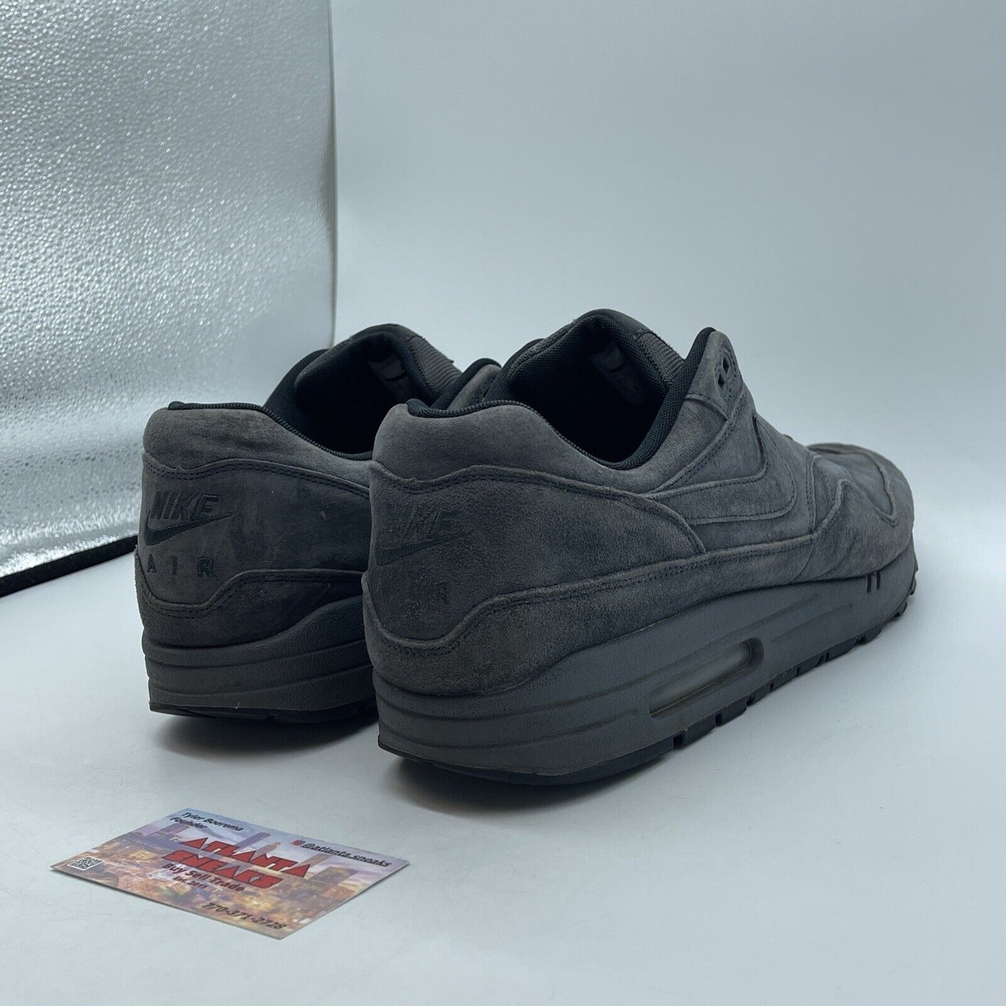 Size 13 - Nike Air Max 1 Premium Anthracite Black Suede (875844-010)