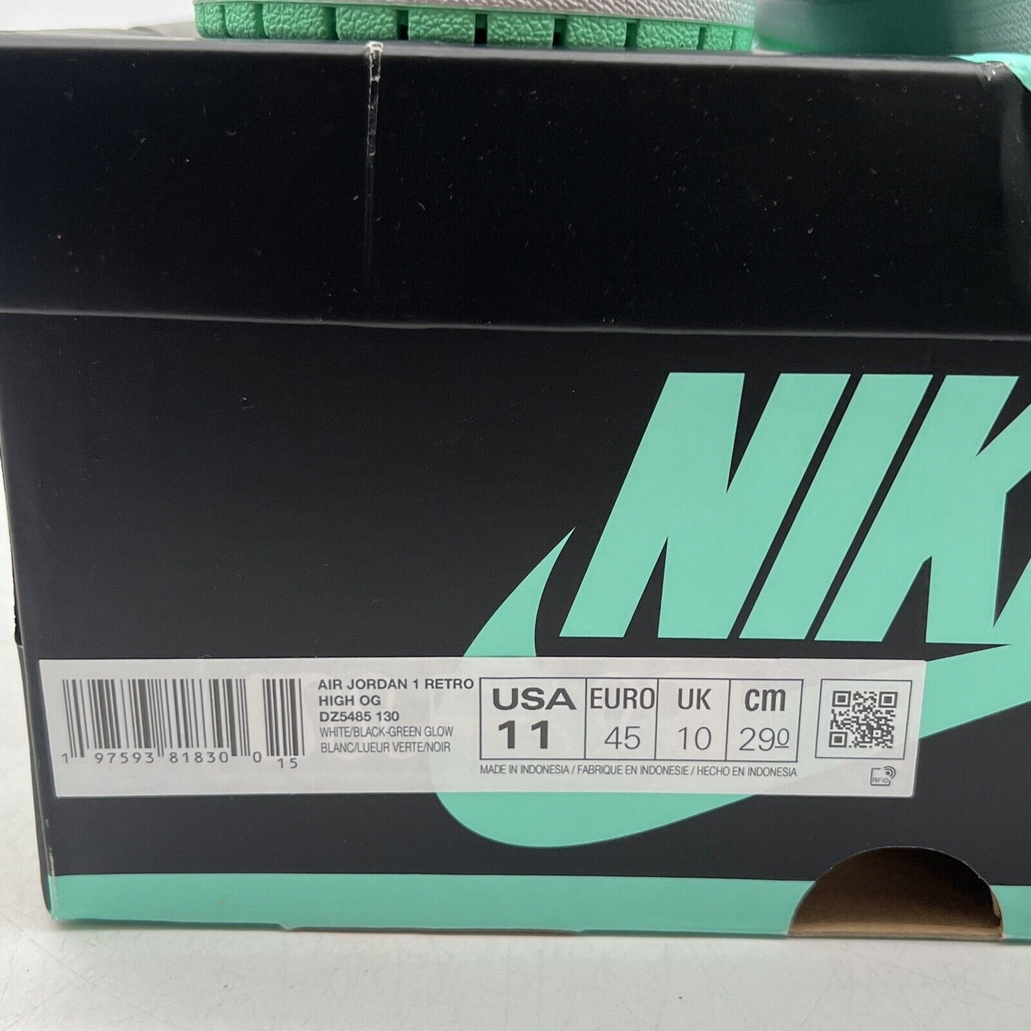 Size 11 - Air Jordan 1 Retro OG High Green Glow White Black Leather (DZ5495-130)